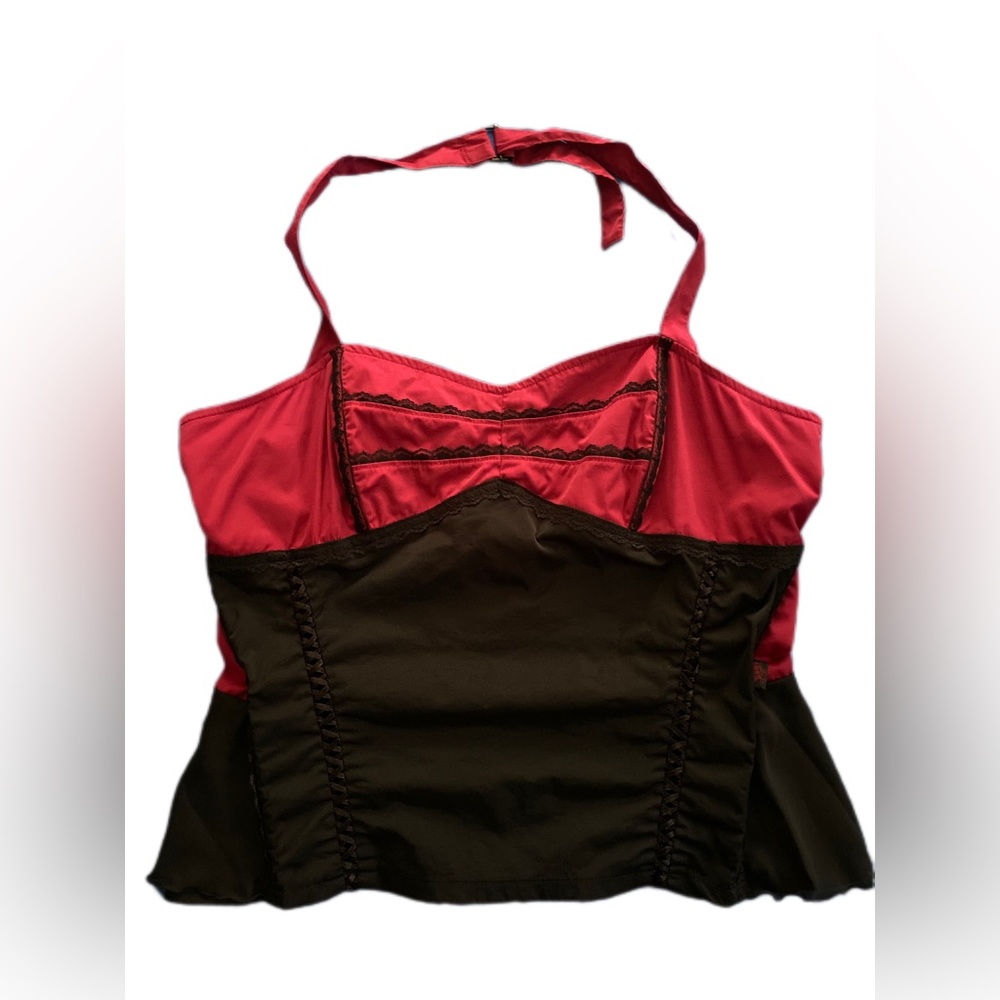 Vintage Y2K Tripp NYC Goth Corset Red and black halter top XXL